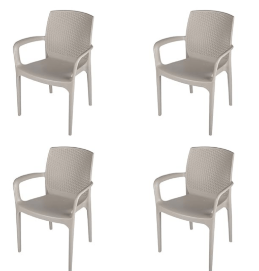 Supreme Texas Plastic Chair (Dark Beige, Set of 4), Standard, (TexasDarkBeige4)